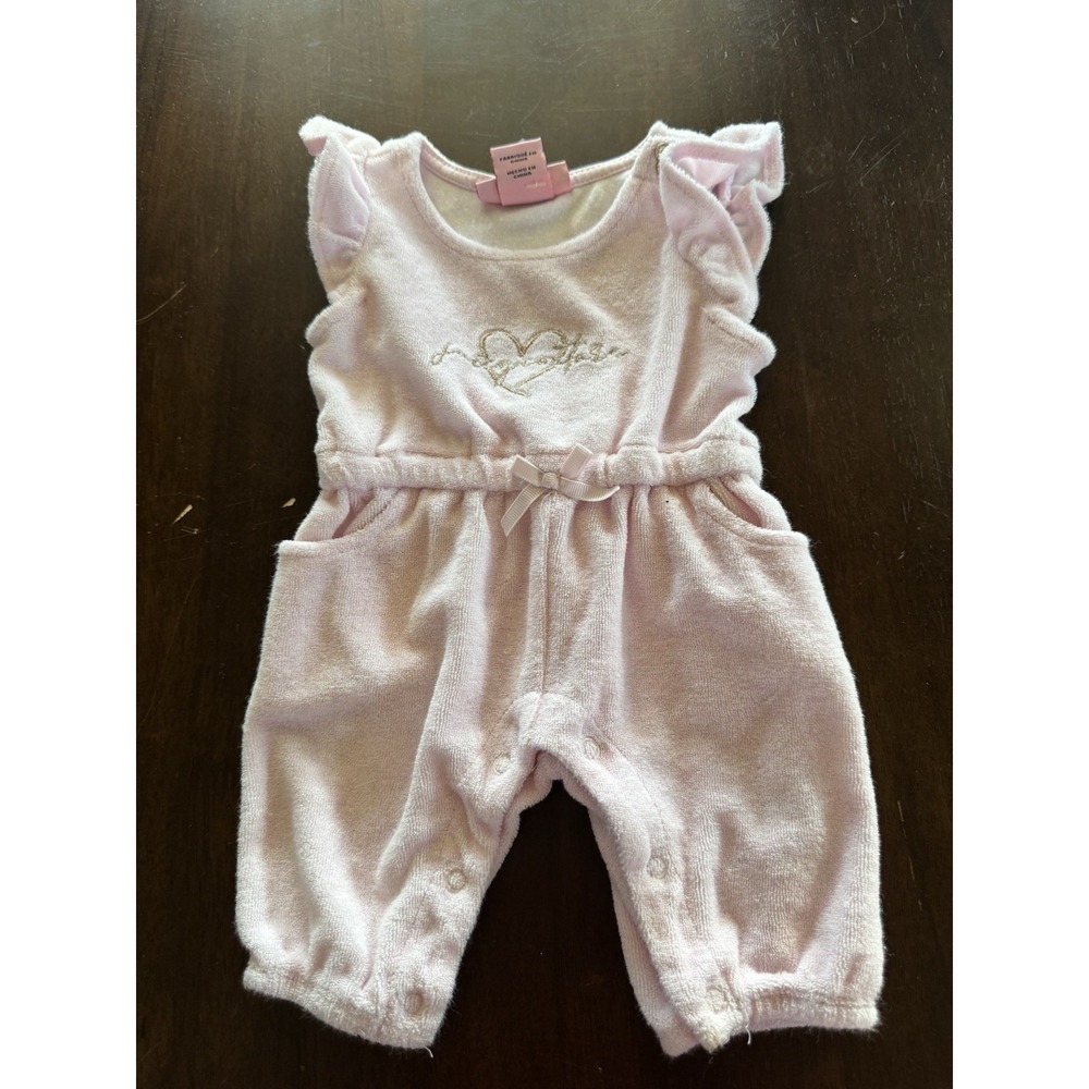 Juicy Couture Baby Girl Romper Play Suit Logo Terry Cloth Y2k Pink 0 3 Month